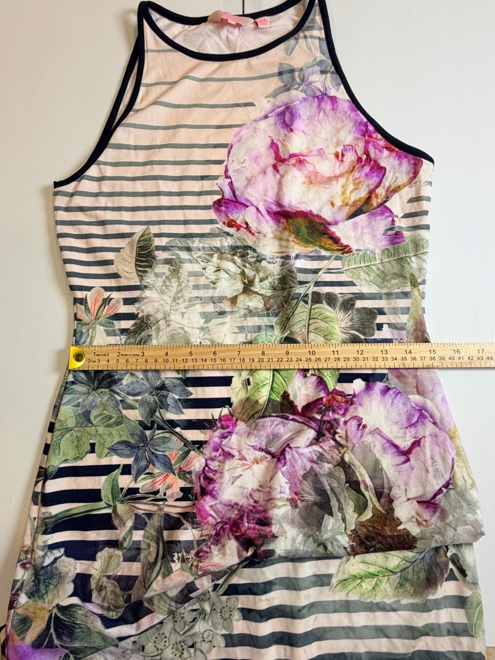 Ted Baker Laya Peony Stripped Midi Dress Size 4 - Picture 5 of 7